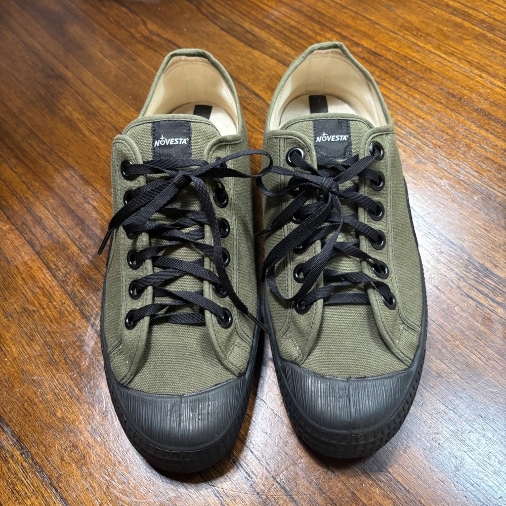 Novesta Star Master Green Black Canvas Low Top Sneakers Mens 45 EU 12 US